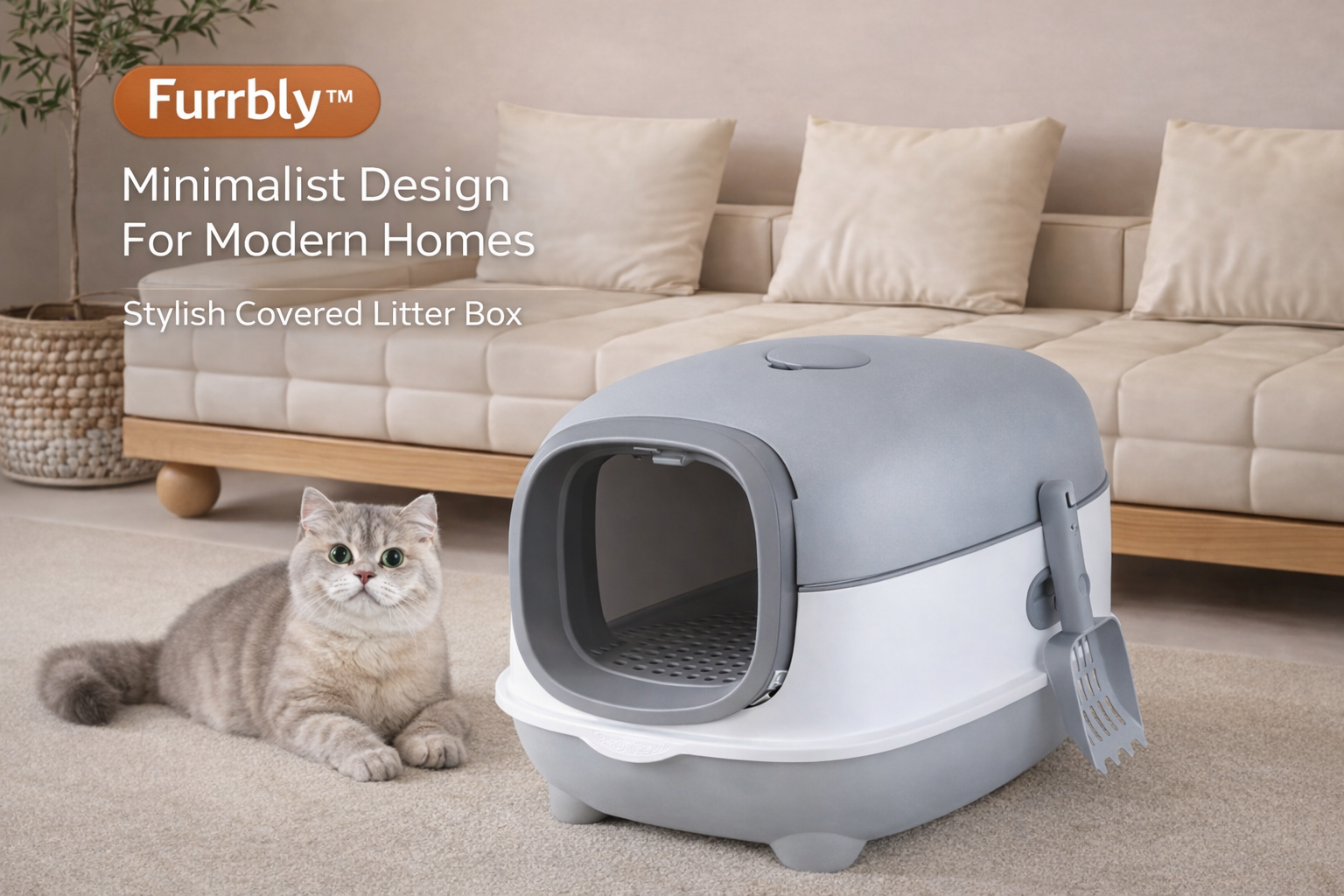 furrbly™ Stylish Enclosed Cat Litter Box